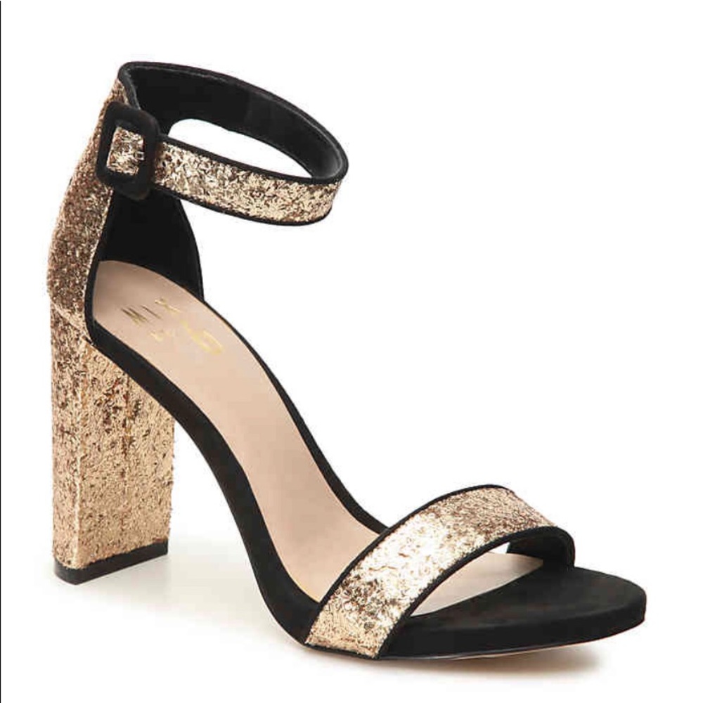 Gold Sparkly Heels, Mix No.6, Size 7